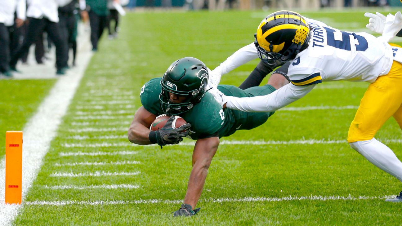 Kenneth Walker III's five touchdowns lead No. 8 Michigan State Spartans  past No. 6 Michigan Wolverines