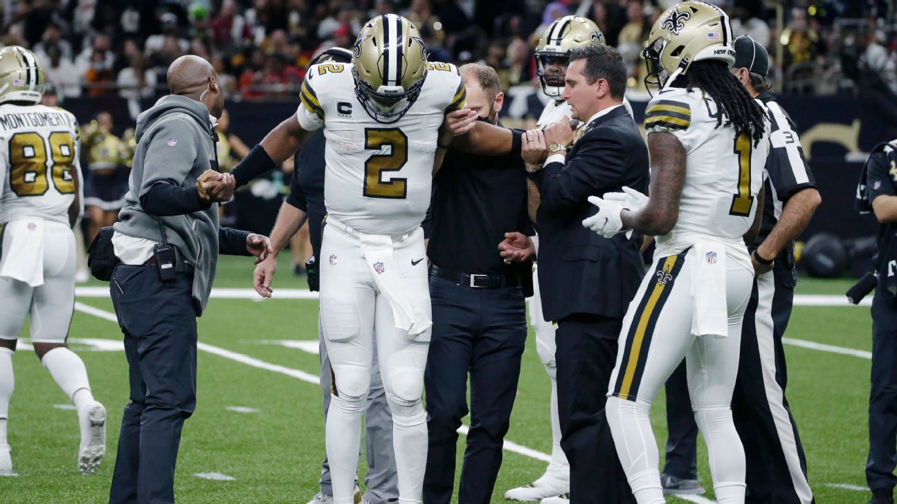 Saints QB Jameis Winston injured by Devin White horse collar tackle