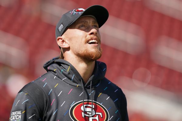 r931848 600x400 3 2 San Francisco 49ers tight end George Kittle 'very happy' to make his season debut Sunday night