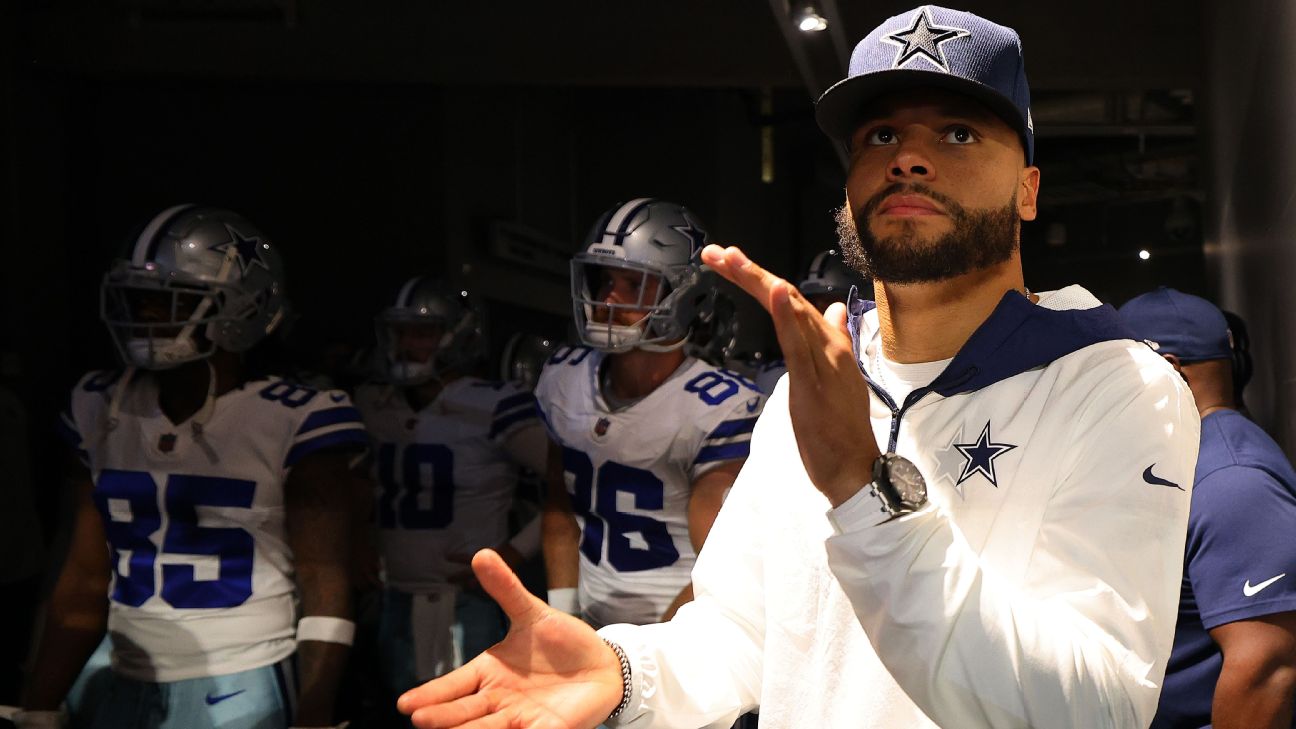 Cowboys' Dak Prescott out for 'Sunday Night Football' vs. Vikings with calf  injury, Cooper Rush to start 