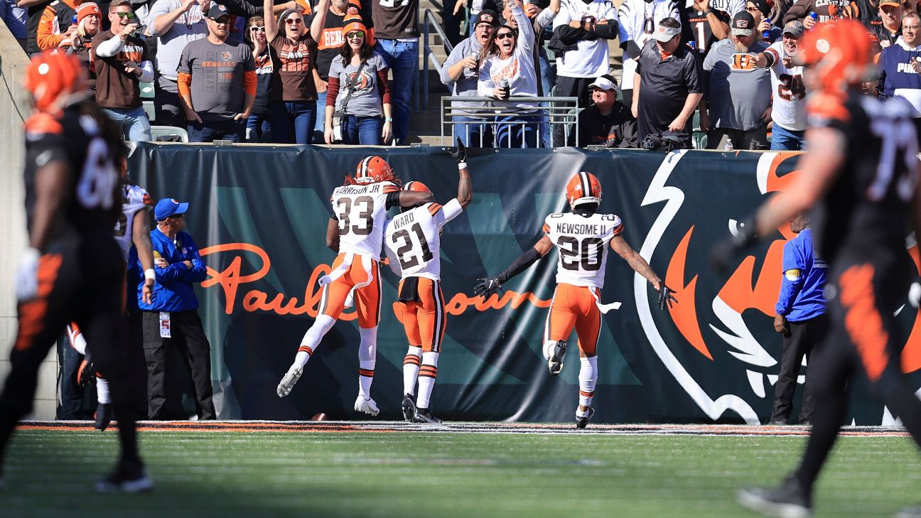 Denzel Ward Cleveland Browns Unsigned Touchdown Photograph