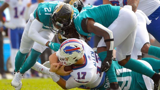 Bizarre moment in NFL history: Jacksonville Jaguars' Josh Allen sacks Buffalo Bills' Josh Allen