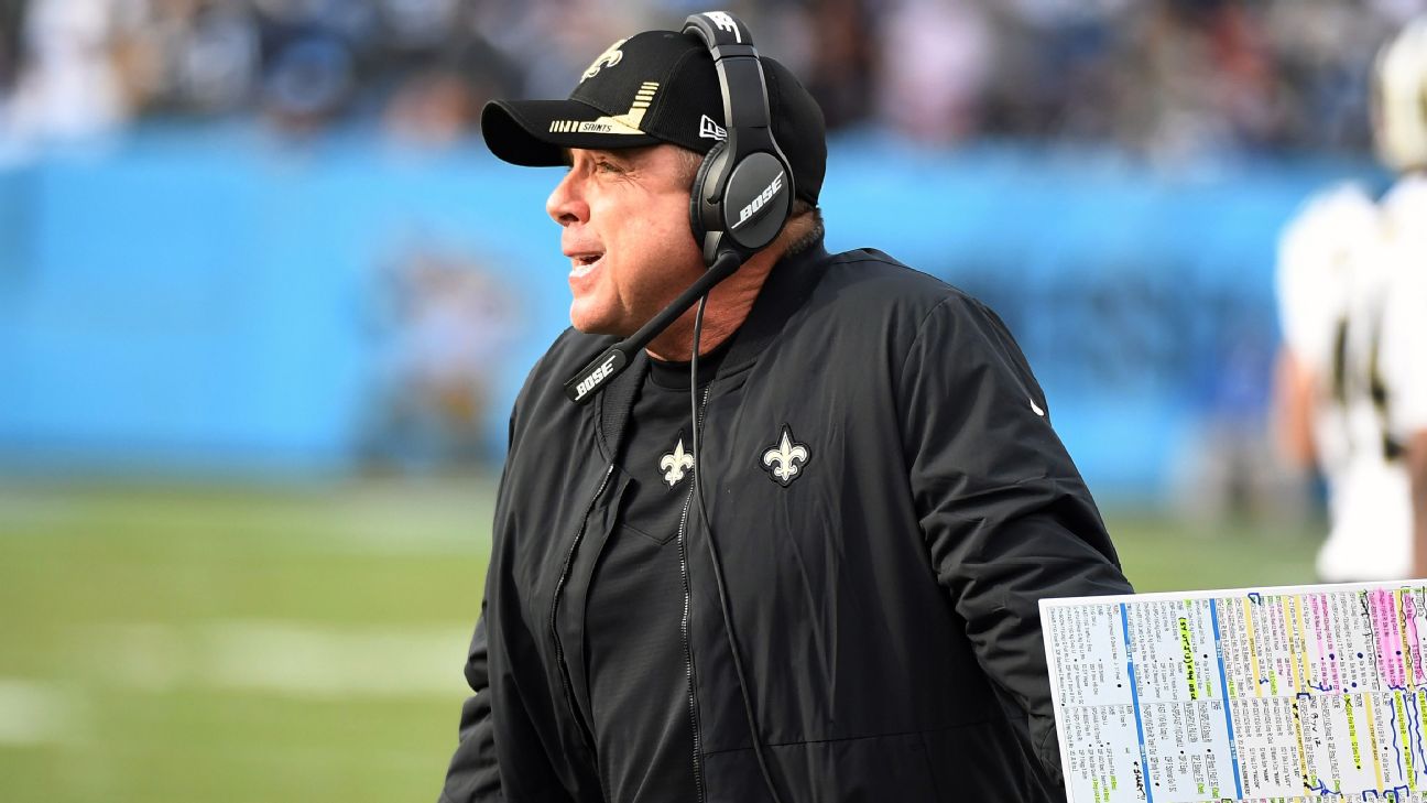 New Orleans, United States. 03rd Oct, 2021. New Orleans Saints head coach  Sean Payton looks at a replay during the game with the New York Giants at  the Caesars Superdome in New