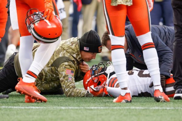 Browns' Hill (neck sprain) released from hospital