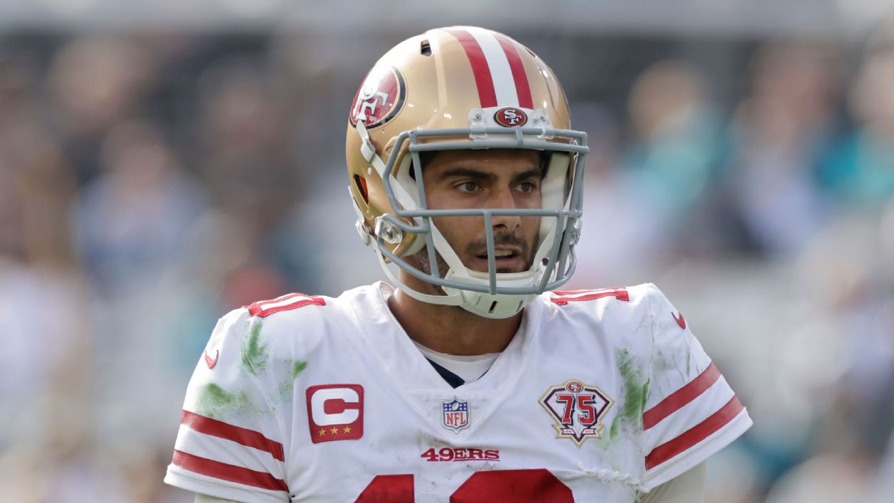 San Francisco 49ers say QB Jimmy Garoppolo, OT Trent Williams have chance  to play Sunday - ABC7 San Francisco