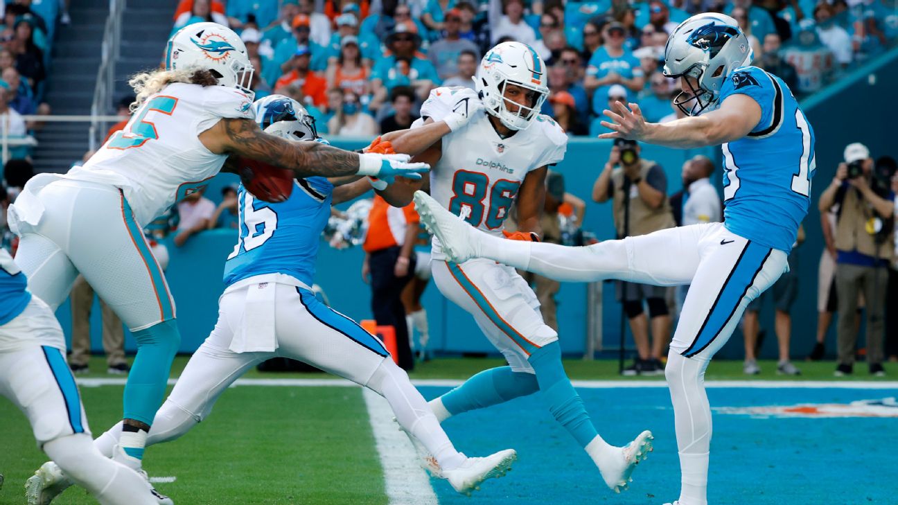 Miami Dolphins start fast, stun Carolina Panthers with blocked