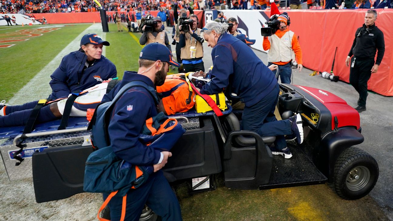 Broncos QB Teddy Bridgewater exits Chargers game with leg injury, is  replaced by Drew Lock