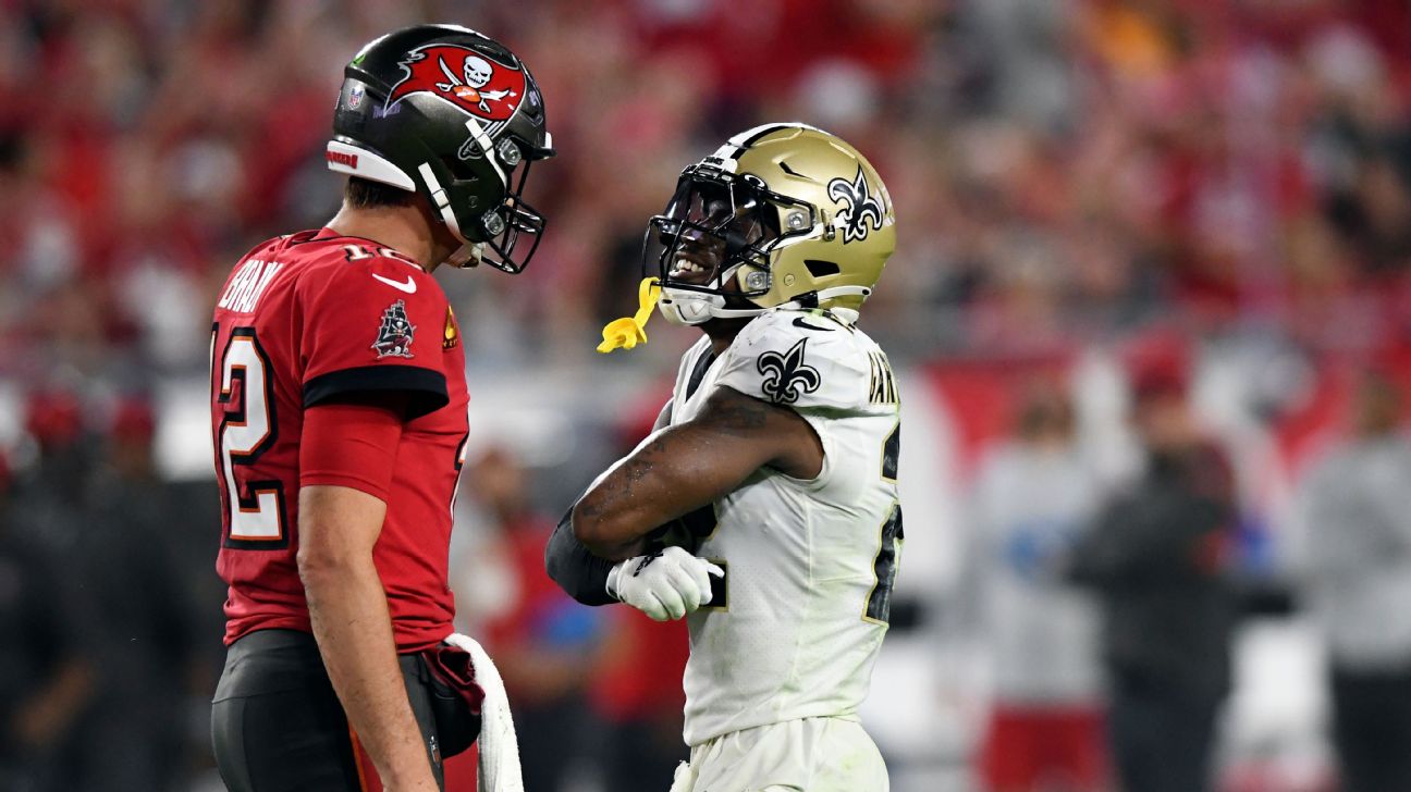 Microsoft and New Orleans Saints safety C.J. Gardner-Johnson have fun with  Tampa Bay Buccaneers QB Tom Brady tossing a tablet - ESPN