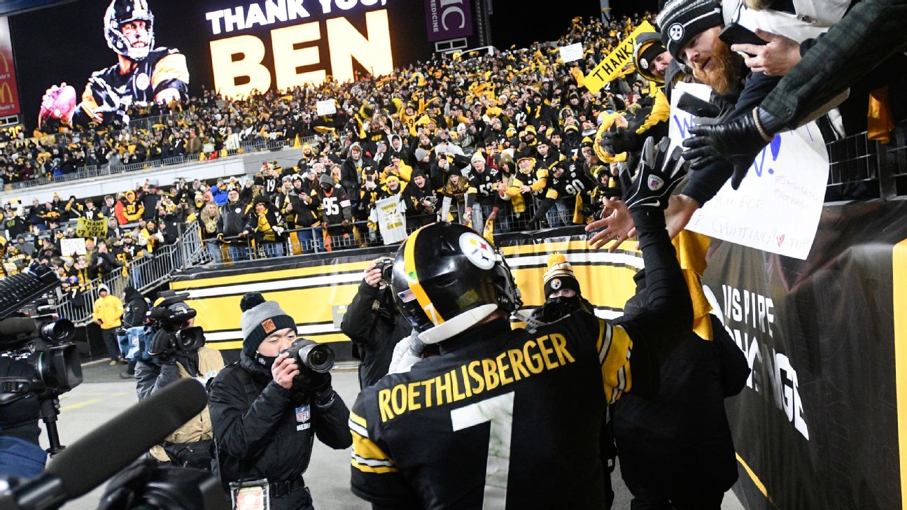 Pittsburgh Steelers quarterback Ben Roethlisberger leads fans in a cheer  before Game 1 of the NHL hockey Stanley Cup Final between the Pittsburgh  Penguins and the Nashville Predators, Monday, May 29, 2017