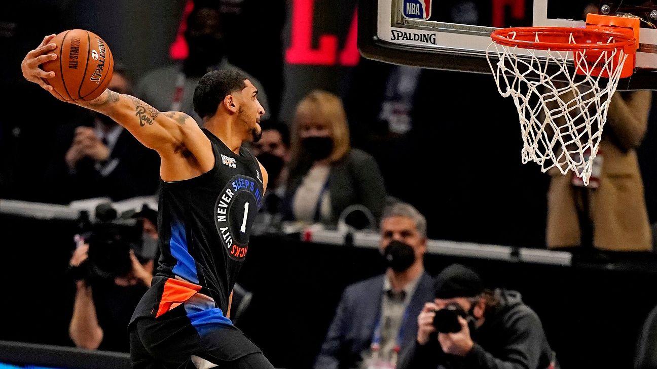 Obi Toppin outlasts competition to win NBA Dunk Contest