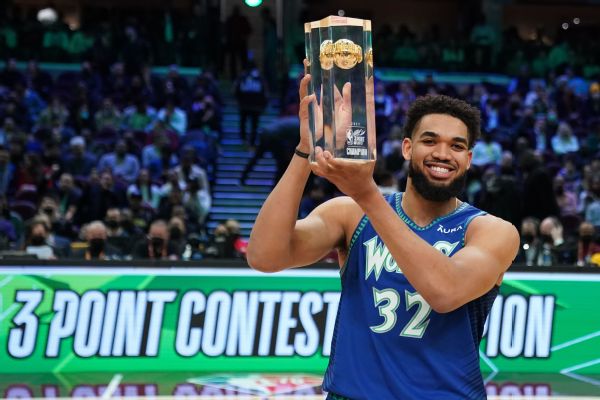 Towns wins as biggest long shot in 3-point contest