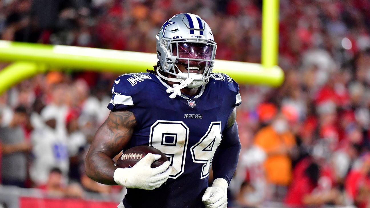 Dallas Cowboys defensive end Randy Gregory (94) rushes during an NFL  football game against the Denver Broncos, Sunday, Nov. 7, 2021, in  Arlington, Texas. (AP Photo/Matt Patterson Stock Photo - Alamy