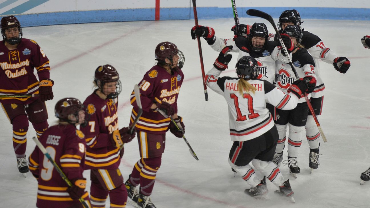 Early goals stand up as Minnesota Duluth hangs on to defeat Ohio State in  Frozen Four