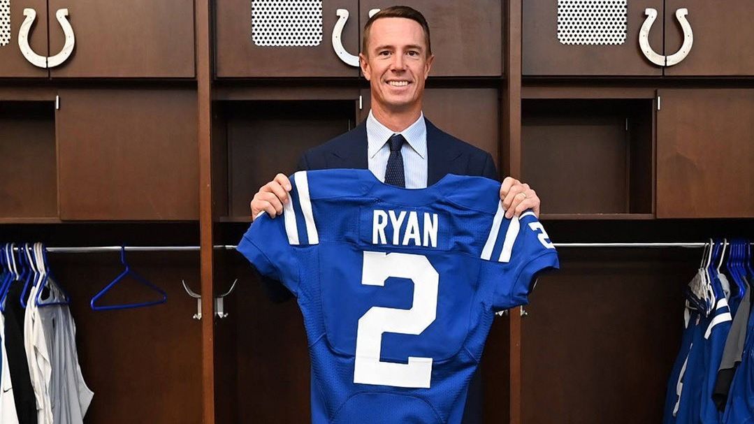 First look: Matt Ryan holds his new Colts jersey following trade from  Falcons