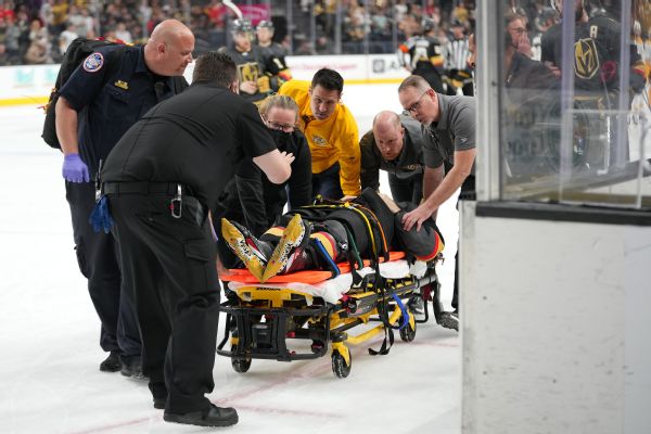 Vegas' Howden stable after being stretchered off