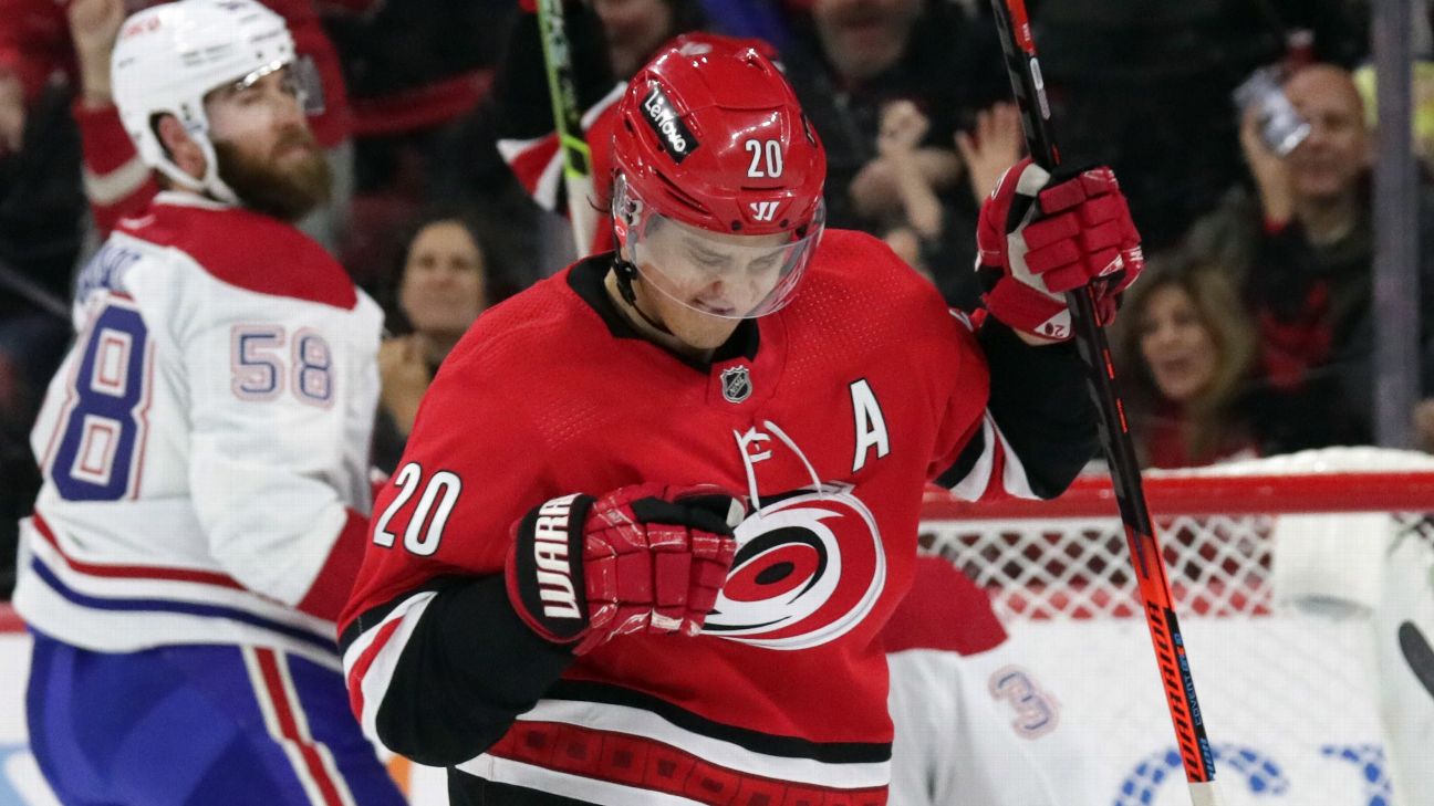 New York Islanders' Sebastian Aho, Carolina Hurricanes' Sebastian Aho