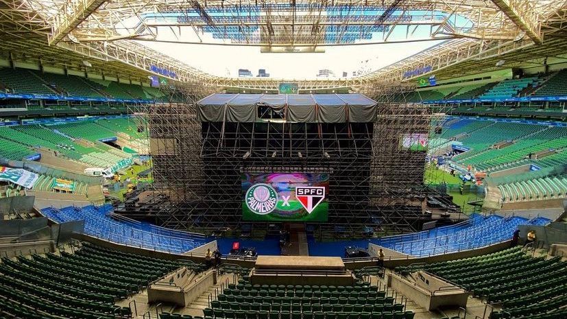 Amorim Podporco on X: Allianz Parque quase pronto para a final do Paulista.  Palco foi coberto por um pano verde.  / X