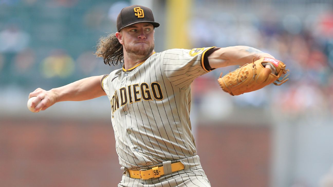 Chris Paddack of the San Diego Padres looks down in the teamu2019s News  Photo - Getty Images