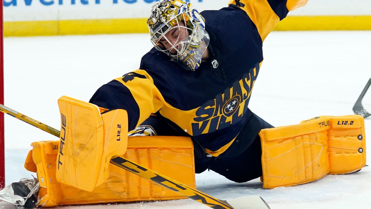 Predators' goalie Juuse Saros and his pads have been gold lately