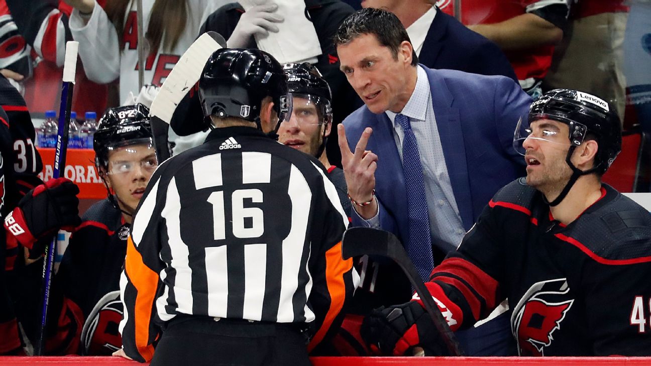 Carolina Hurricanes coach Rod Brind'Amour contends goalie was
