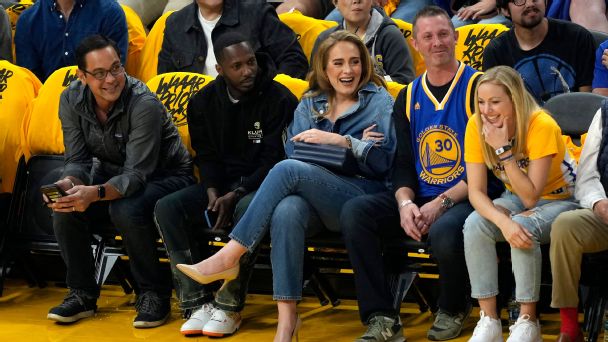 Adele stops by the Chase Center to watch Mavs-Warriors Game 2 matchup