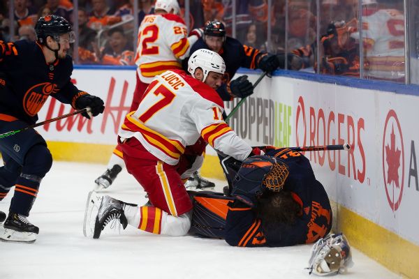 Flames' Lucic ejected for charging Oilers G in loss