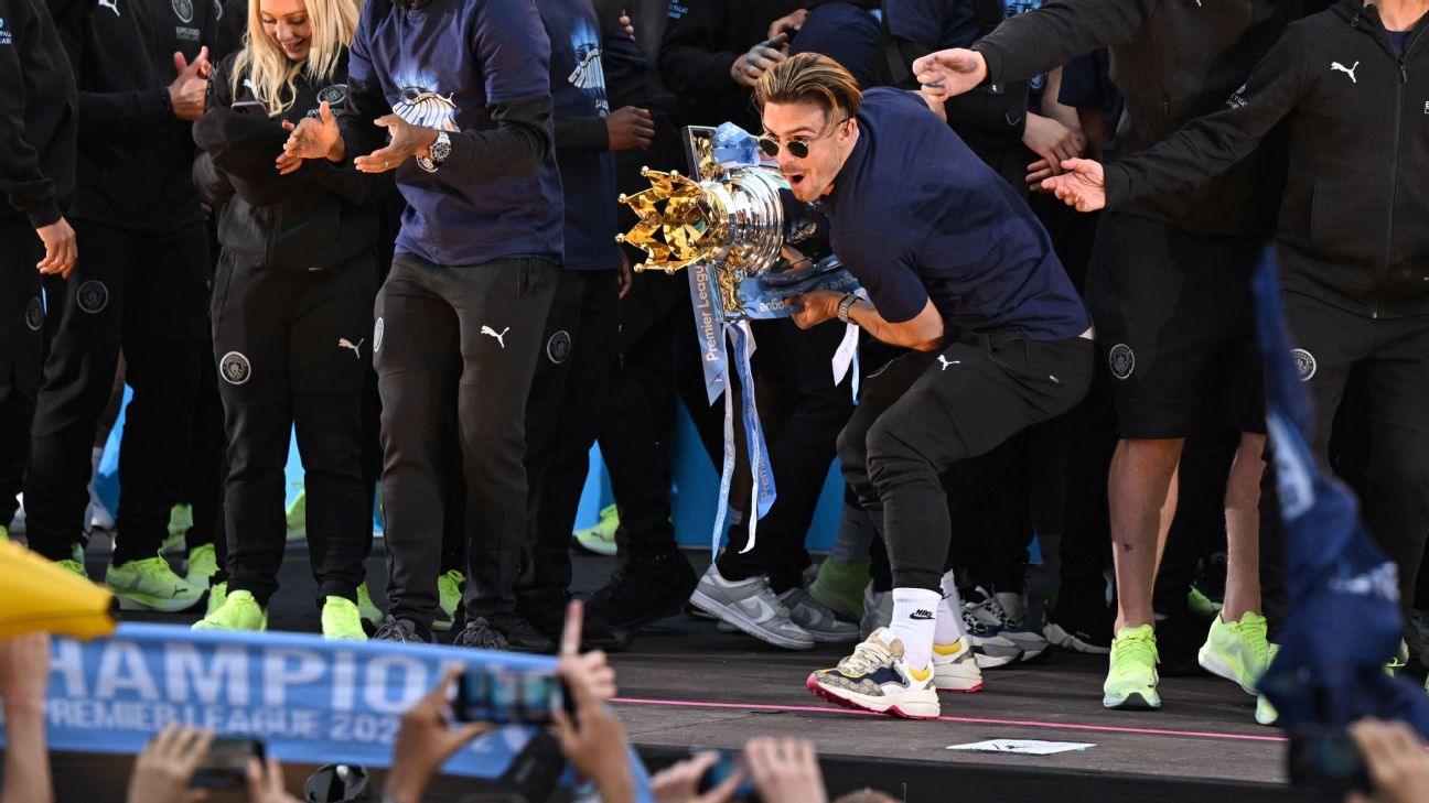 Jack Grealish was living his best life at Man City's title parade