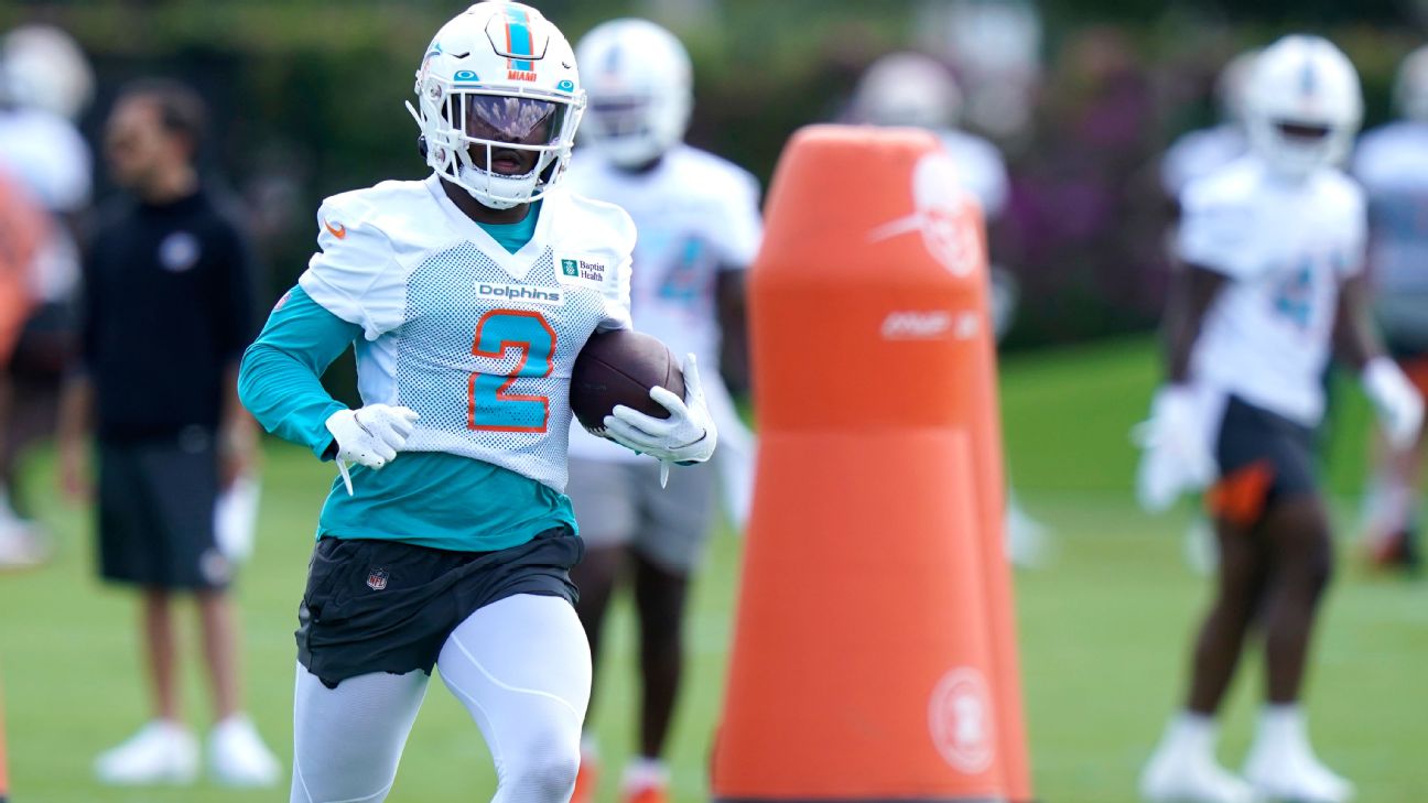 Miami Dolphins running back Chase Edmonds (2) runs the ball during