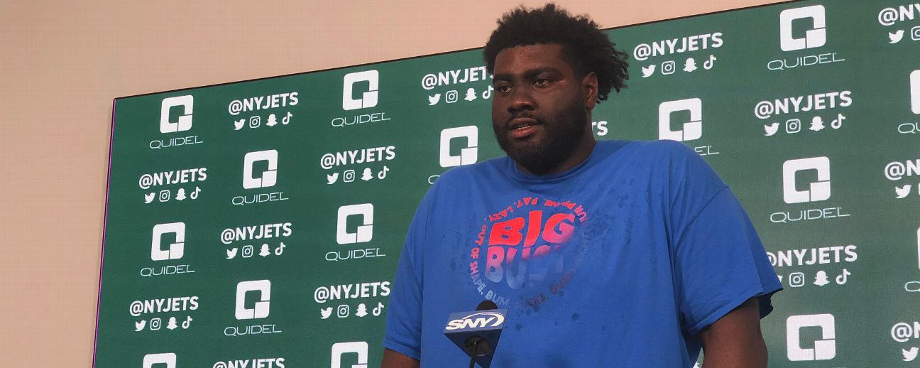 Jets' 370-pound rookie Mekhi Becton now embraces being the 'bigger kid' -  ESPN