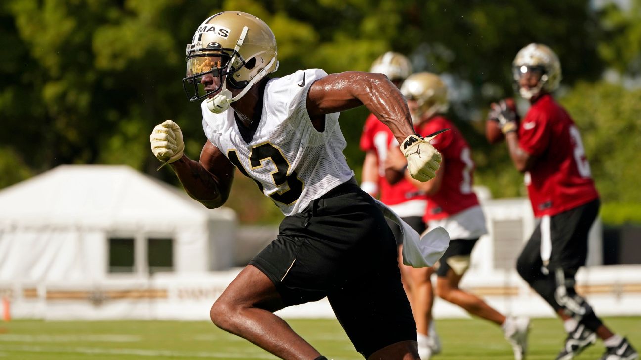 Michael Thomas 'kind of lost for words' as he returns to practice field at New  Orleans Saints training camp - ESPN