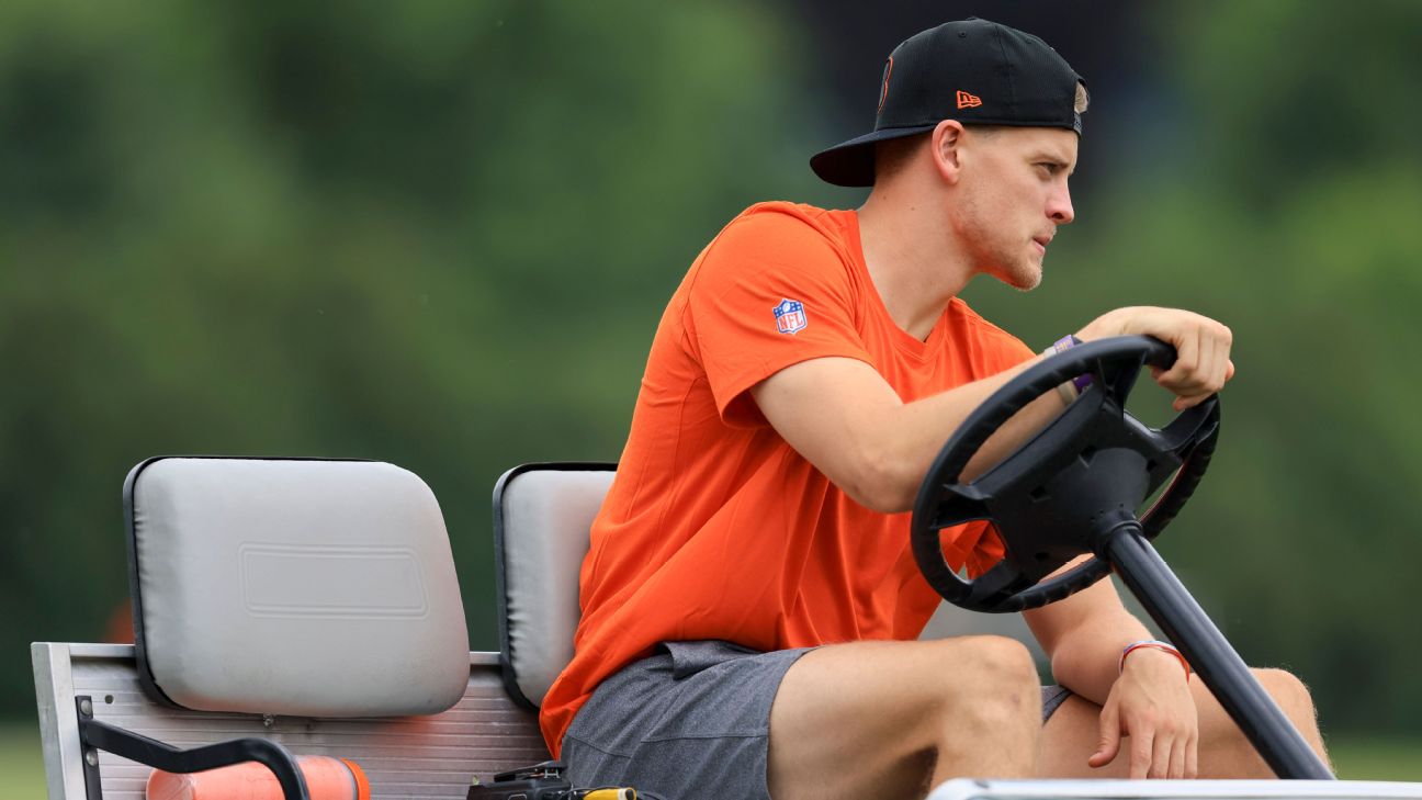 Joe Burrow, Bengals take batting practice with Reds