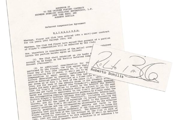 Bonilla's famed contract fetches $180K at auction