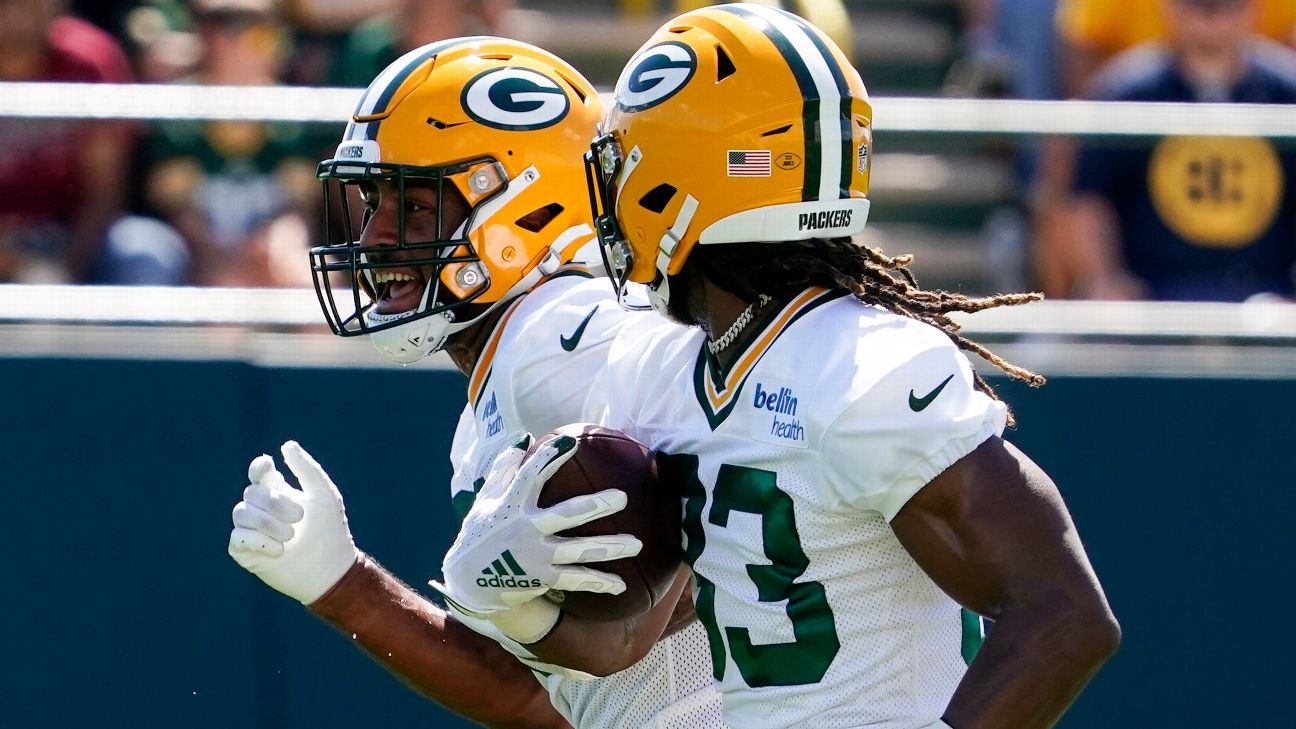 As Aaron Rodgers looks for new Packers pass-catchers, RBs AJ Dillon and  Aaron Jones could join 50-50 club - ESPN - Green Bay Packers Blog- ESPN