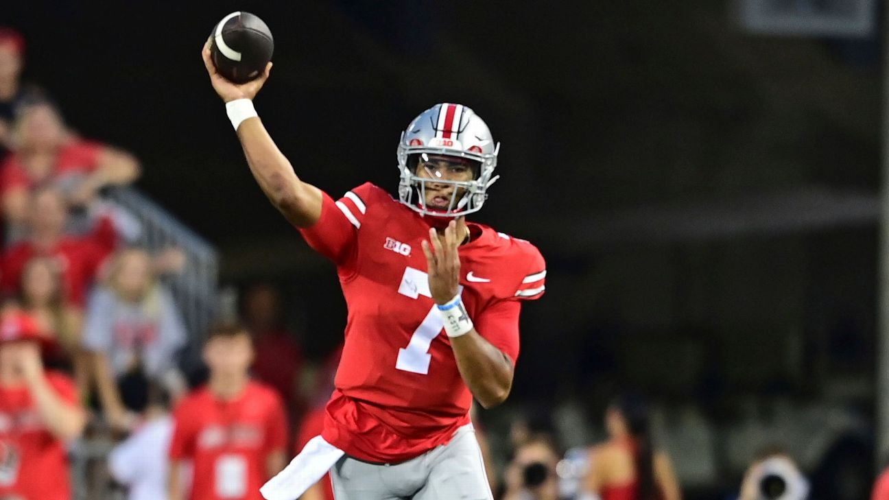 Ohio State QB Justin Fields slides in latest ESPN Heisman Watch