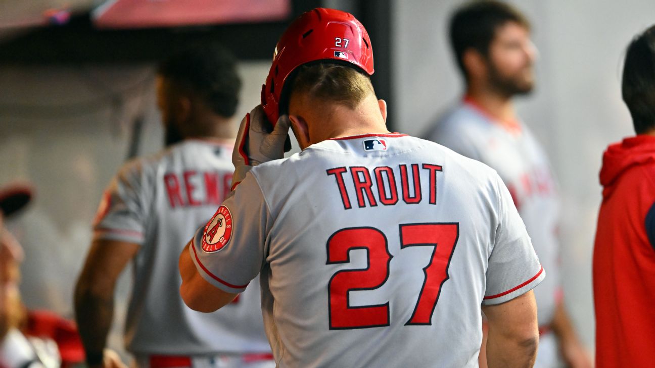 Mike Trout out of Angels lineup for the 3rd straight game with a sore wrist  – Orange County Register