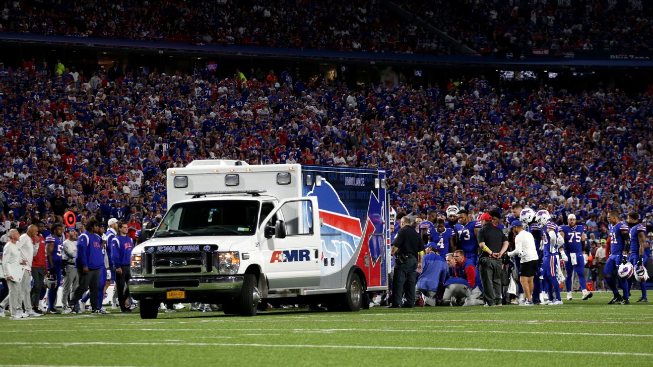 Buffalo Bills CB Dane Jackson taken to hospital for evaluation of neck injury after collision with teammate