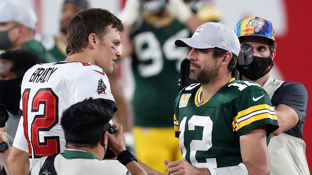 If Packers' Aaron Rodgers plays to 45, would he top Tom Brady's records? -  ESPN - Green Bay Packers Blog- ESPN