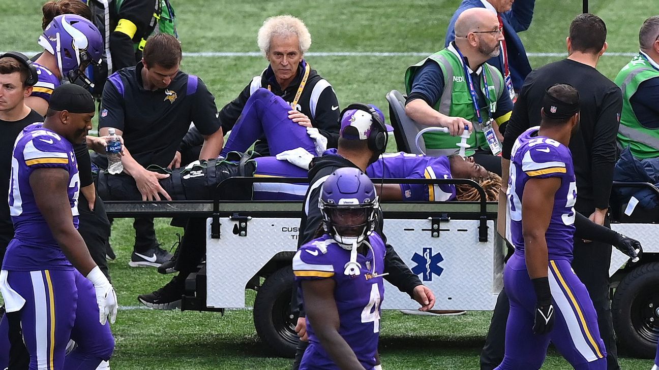 Minnesota Vikings' Lewis Cine before an NFL football game, Monday