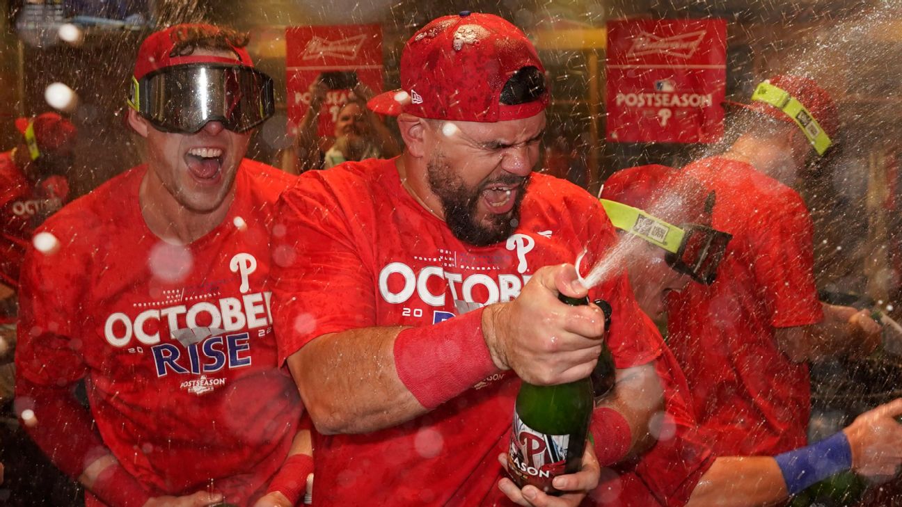 Watch the Phillies' playoff-clinching clubhouse celebration