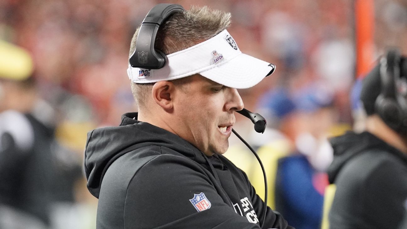 Head Coach Josh McDaniels talks to the media postgame