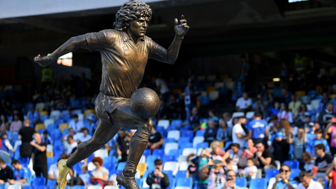 Napoli unveil new Diego Maradona statue with golden left foot