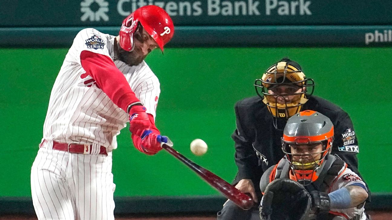 Phillies' Bryce Harper hit on surgically repaired elbow by pitch