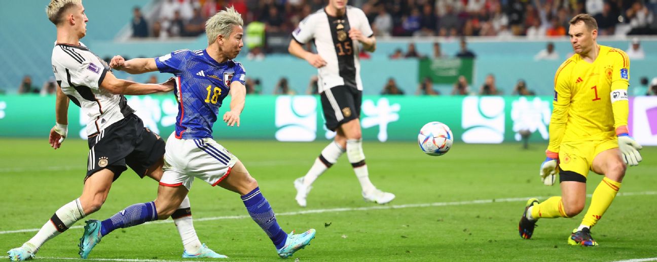 Jepang mencetak dua gol telat untuk mengalahkan Jerman