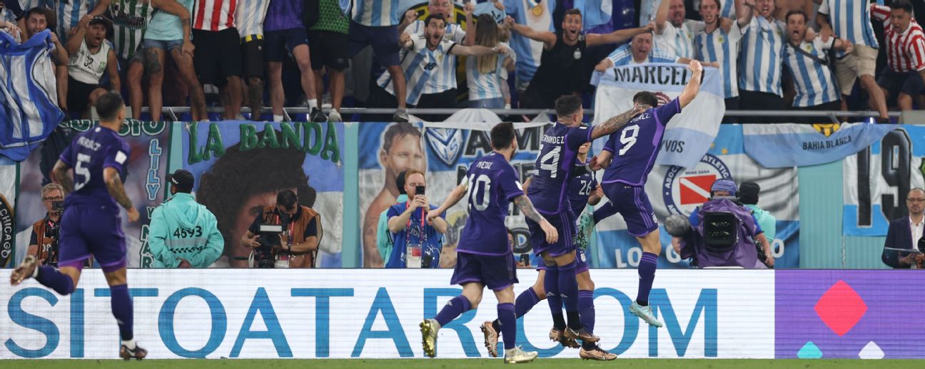 Lionel Messi and Argentina celebrate after advancing to 2022 World