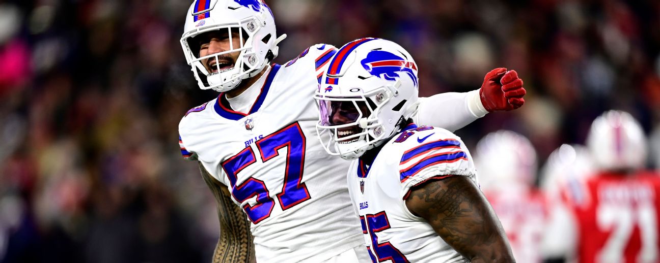 Buffalo Bills defensive end Boogie Basham (55) stands on the sideline  during an NFL preseason football game against the Carolina Panthers,  Saturday, Aug. 26, 2022, in Charlotte, N.C. (AP Photo/Brian Westerholt Stock