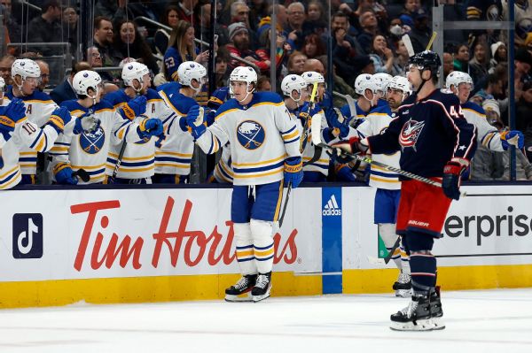 Thompson's 5 goals tie Sabres' single-game high