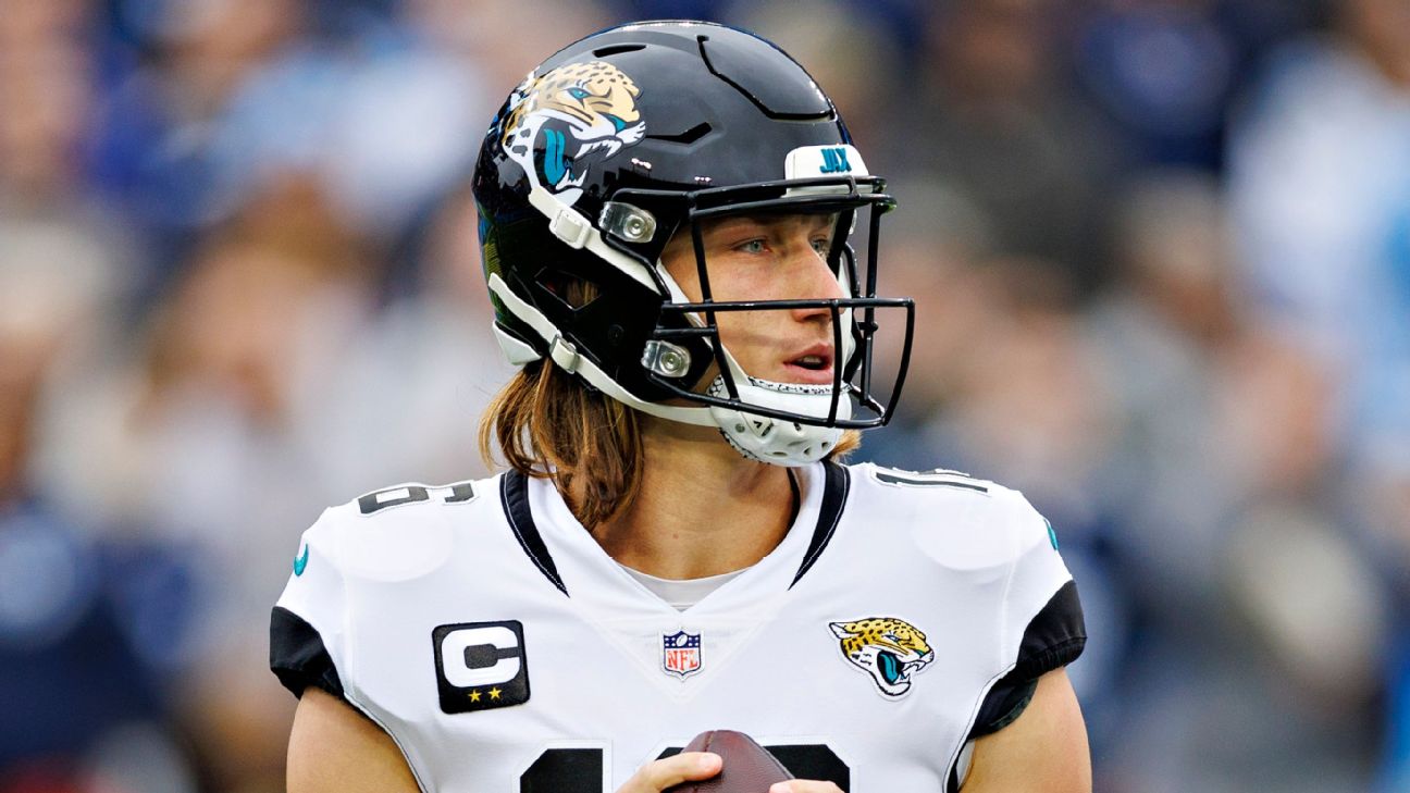 Trevor Lawrence Jacksonville Jaguars Unsigned White Jersey Passing Photograph