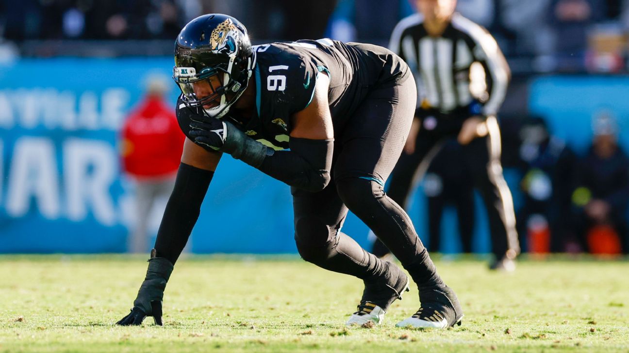 Jacksonville Jaguars defensive end Dawuane Smoot (91) and