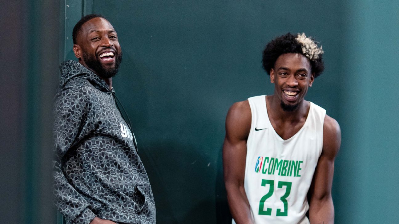 Dwyane Wade cheerleads as son Zaire makes comeback from injury at BAL  Combine - ESPN