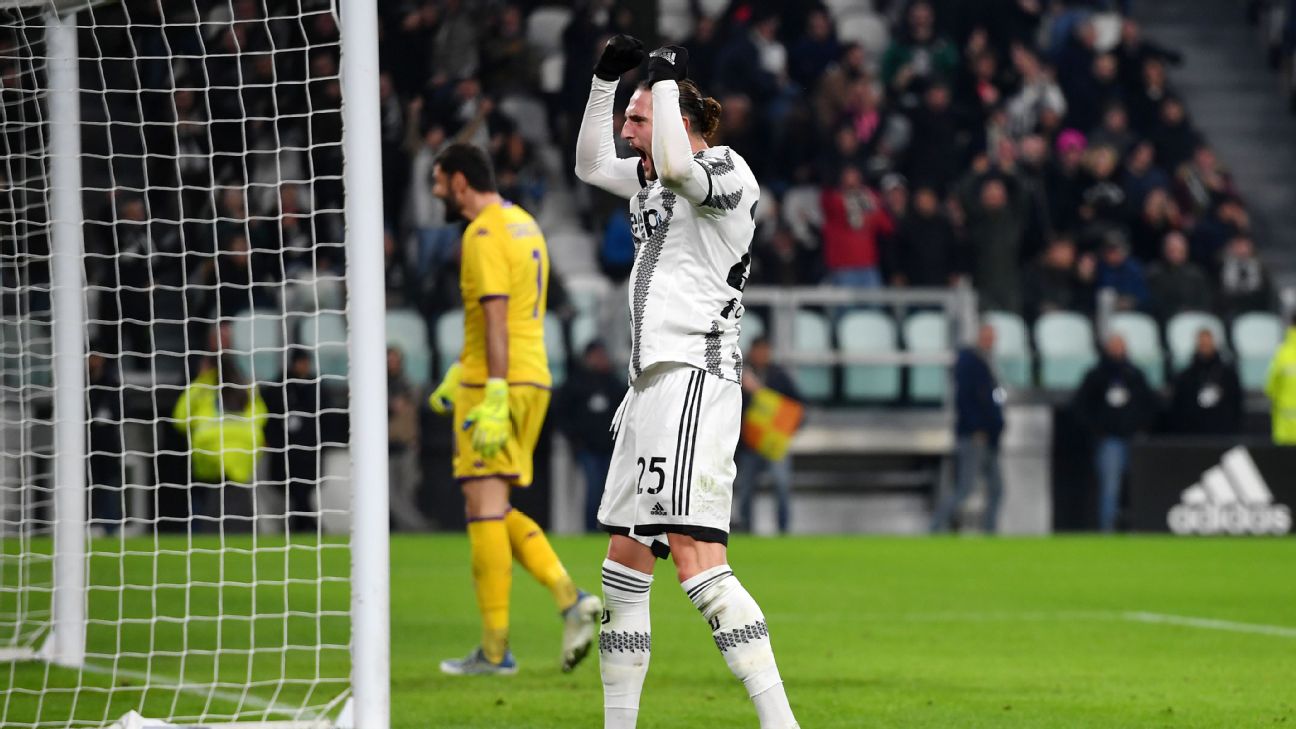 Adrien Rabiot of Juventus celebrating after a goal during the Italian serie  A, football match between